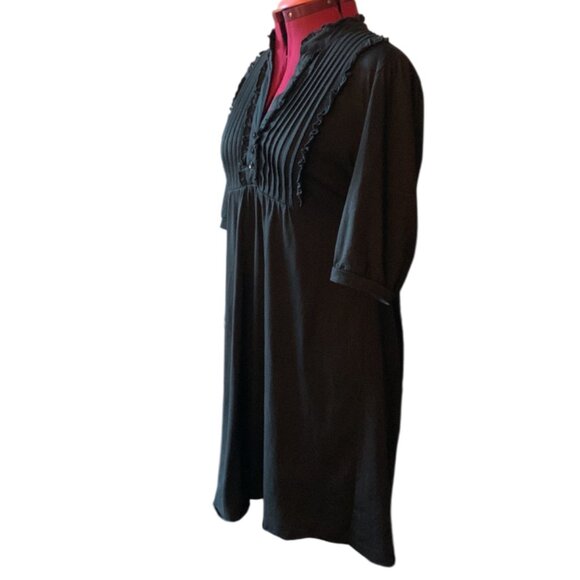 SPEECHLESS - Black Shirt Dress with Tuxedo Ruffle in the front - Medium - Picture 3 of 10